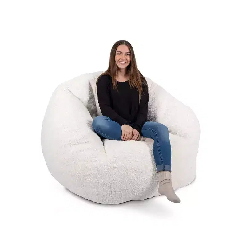 Pouf lounge structuré Deep Blue / Icing rempli de mousse – 1 place