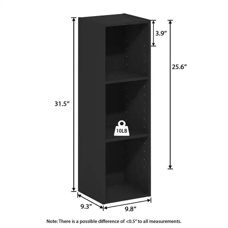 Étagère étroite à 3 niveaux – Noir/Blanc, assemblage par 1 personne