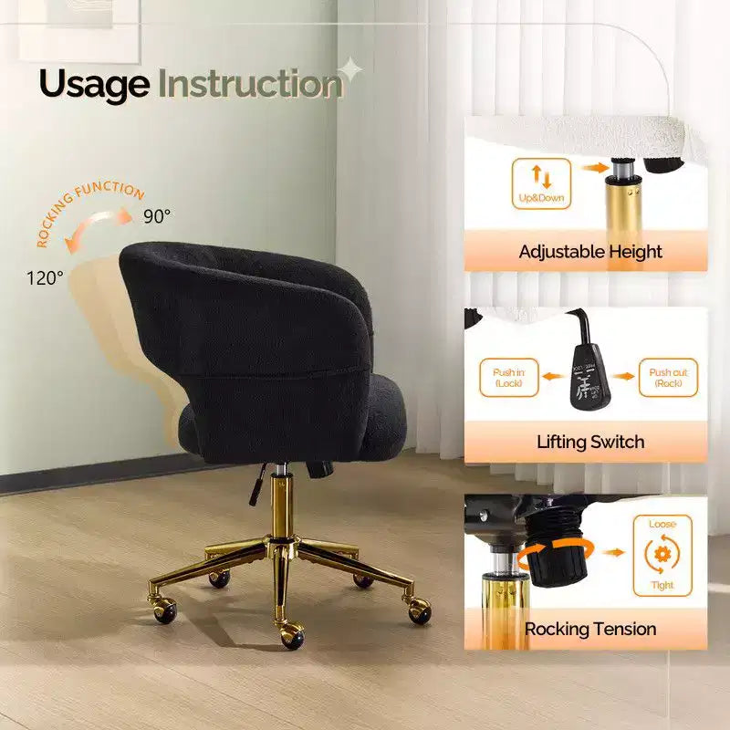 Chaise pivotante Velours Dossier Anneau – Beige / Noir / Vert / Kaki / Vert menthe / Blanc pur, Siège unique
