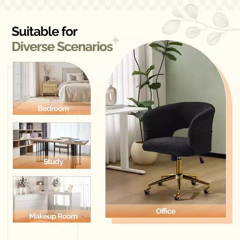Chaise pivotante Velours Dossier Anneau – Beige / Noir / Vert / Kaki / Vert menthe / Blanc pur, Siège unique