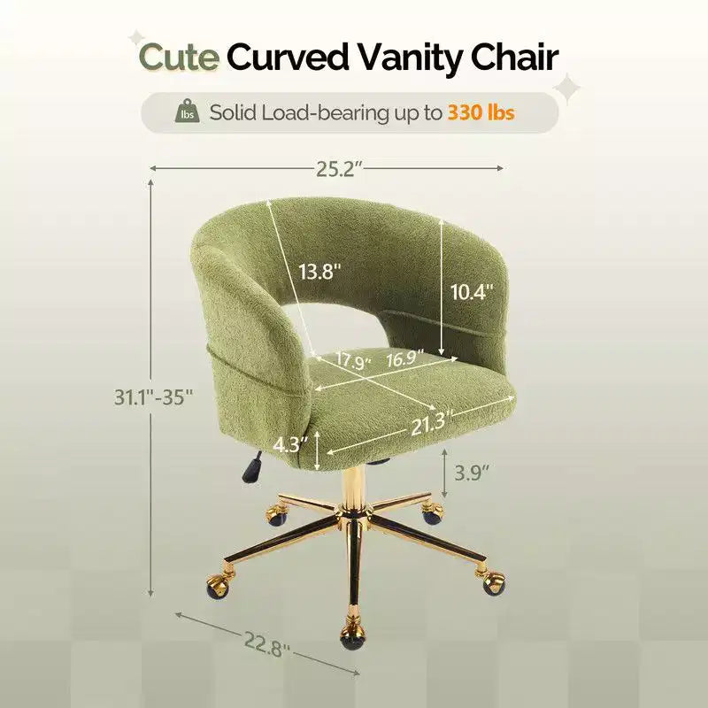 Chaise pivotante Velours Dossier Anneau – Beige / Noir / Vert / Kaki / Vert menthe / Blanc pur, Siège unique