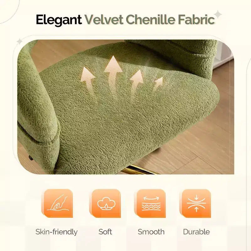 Chaise pivotante Velours Dossier Anneau – Beige / Noir / Vert / Kaki / Vert menthe / Blanc pur, Siège unique