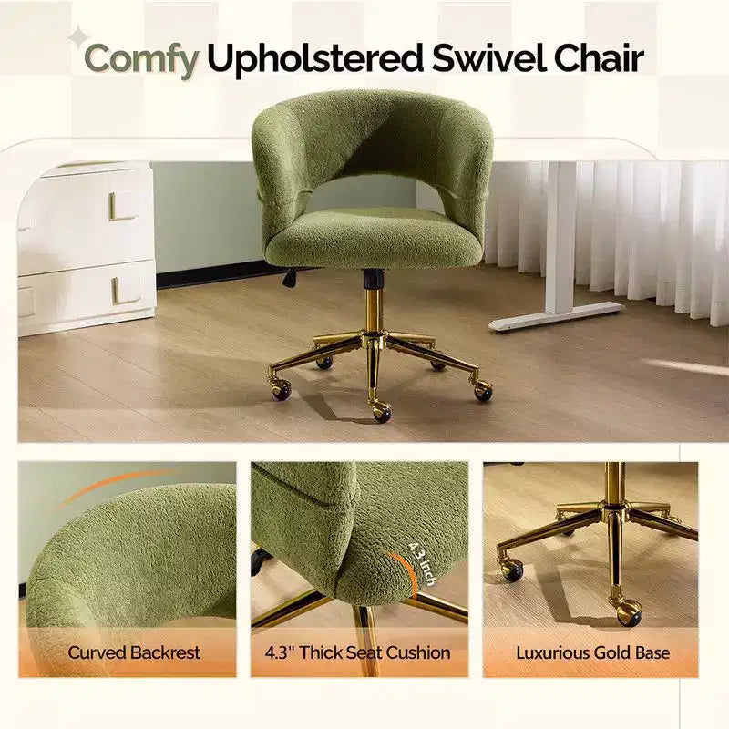 Chaise pivotante Velours Dossier Anneau – Beige / Noir / Vert / Kaki / Vert menthe / Blanc pur, Siège unique