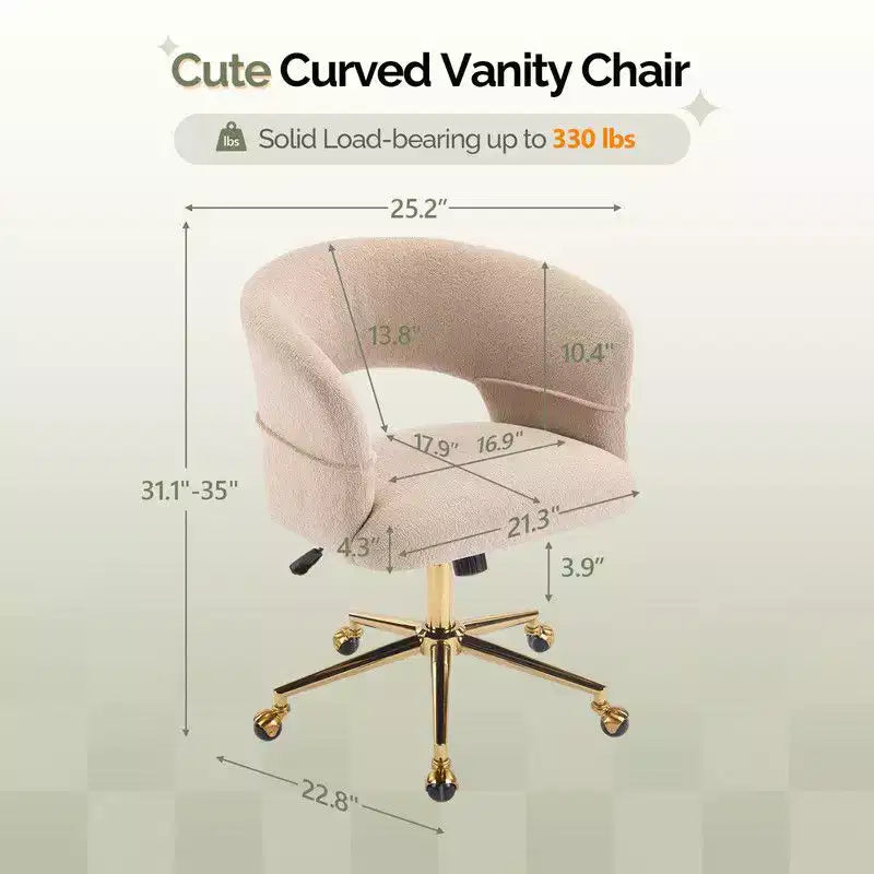 Chaise pivotante Velours Dossier Anneau – Beige / Noir / Vert / Kaki / Vert menthe / Blanc pur, Siège unique