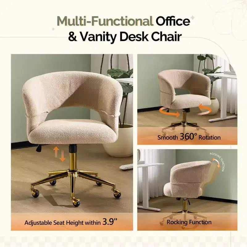 Chaise pivotante Velours Dossier Anneau – Beige / Noir / Vert / Kaki / Vert menthe / Blanc pur, Siège unique