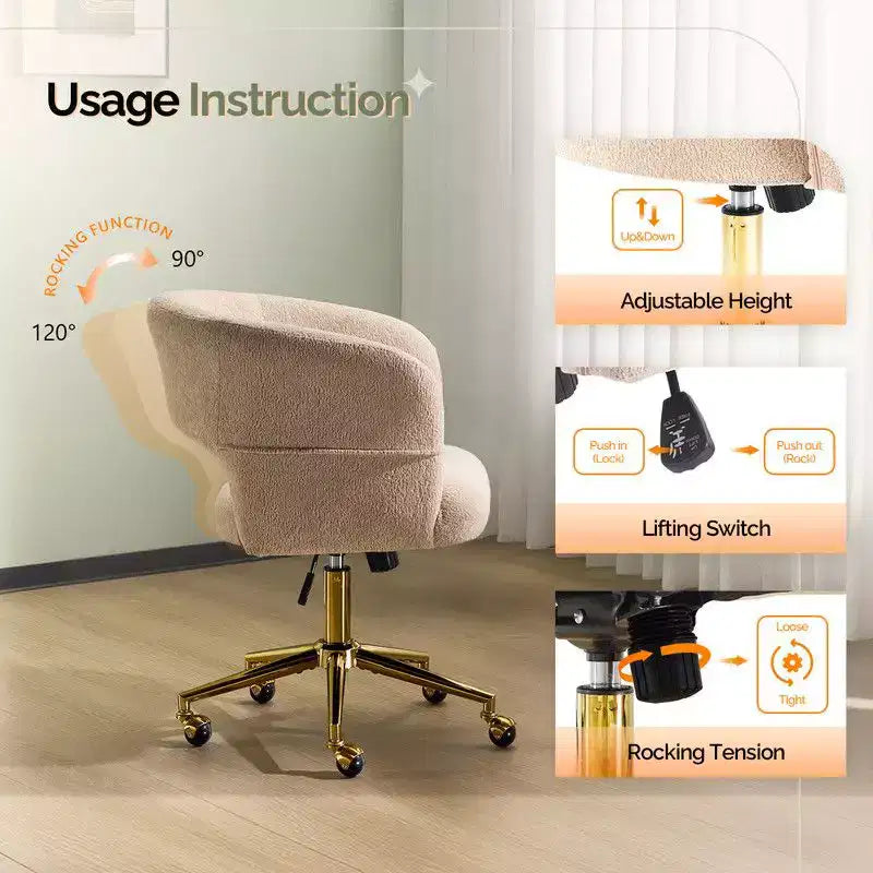 Chaise pivotante Velours Dossier Anneau – Beige / Noir / Vert / Kaki / Vert menthe / Blanc pur, Siège unique
