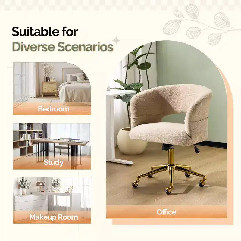 Chaise pivotante Velours Dossier Anneau – Beige / Noir / Vert / Kaki / Vert menthe / Blanc pur, Siège unique