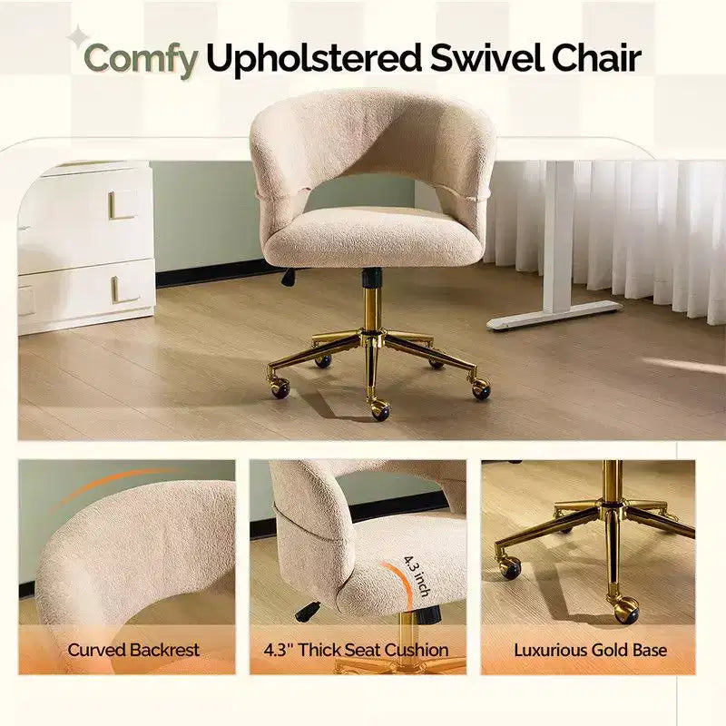 Chaise pivotante Velours Dossier Anneau – Beige / Noir / Vert / Kaki / Vert menthe / Blanc pur, Siège unique