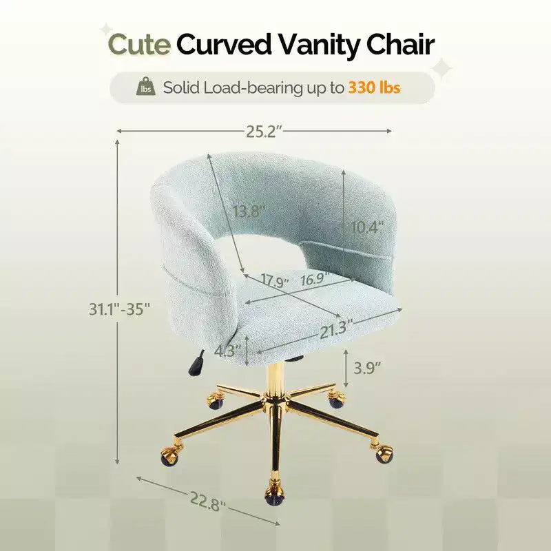 Chaise pivotante Velours Dossier Anneau – Beige / Noir / Vert / Kaki / Vert menthe / Blanc pur, Siège unique