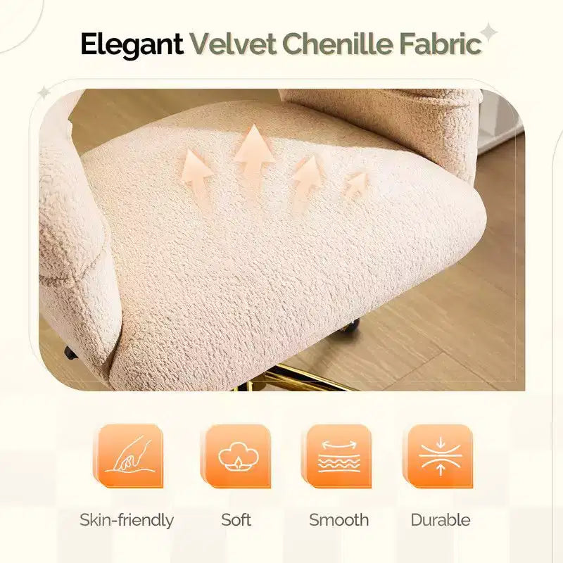 Chaise pivotante Velours Dossier Anneau – Beige / Noir / Vert / Kaki / Vert menthe / Blanc pur, Siège unique