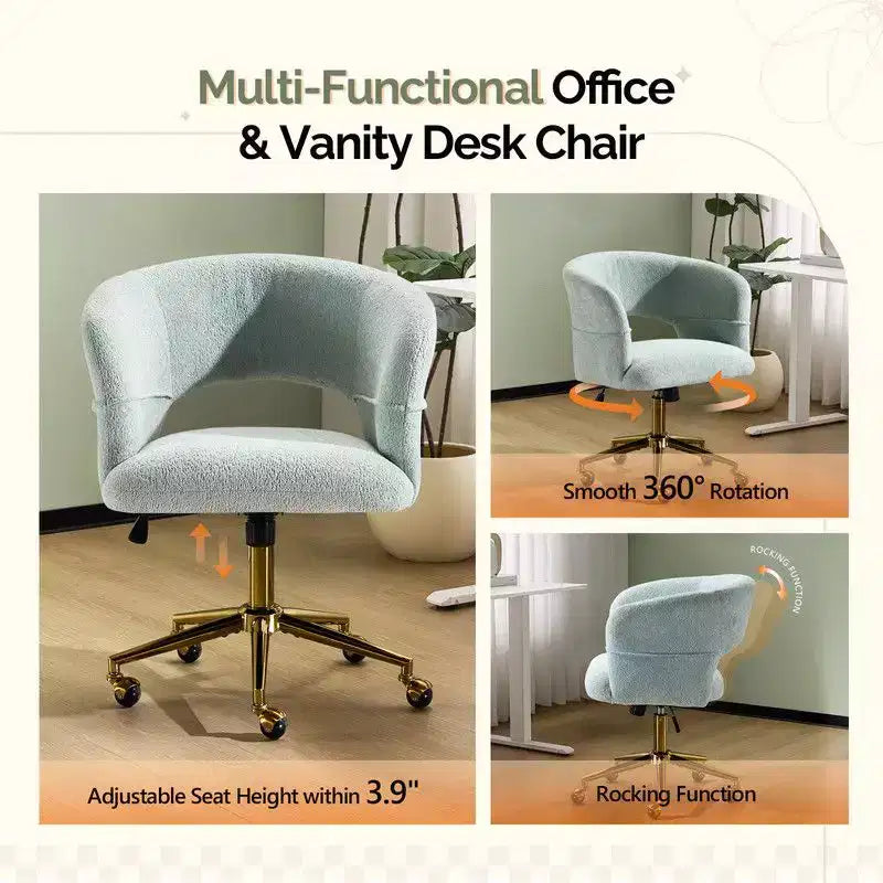 Chaise pivotante Velours Dossier Anneau – Beige / Noir / Vert / Kaki / Vert menthe / Blanc pur, Siège unique