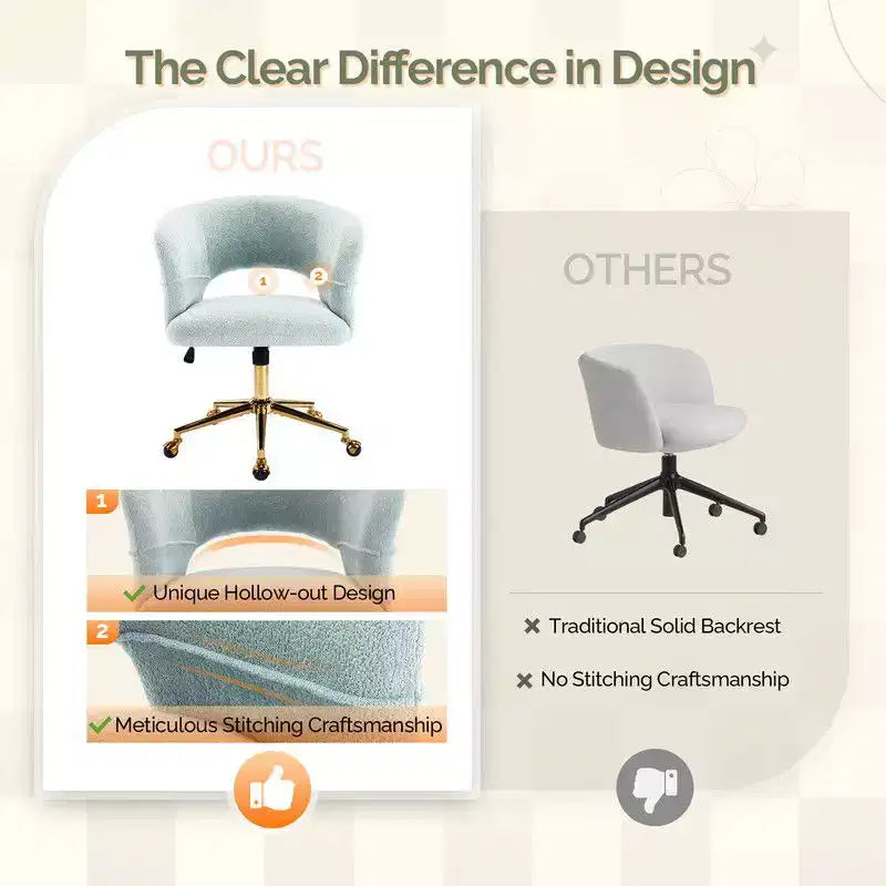 Chaise pivotante Velours Dossier Anneau – Beige / Noir / Vert / Kaki / Vert menthe / Blanc pur, Siège unique