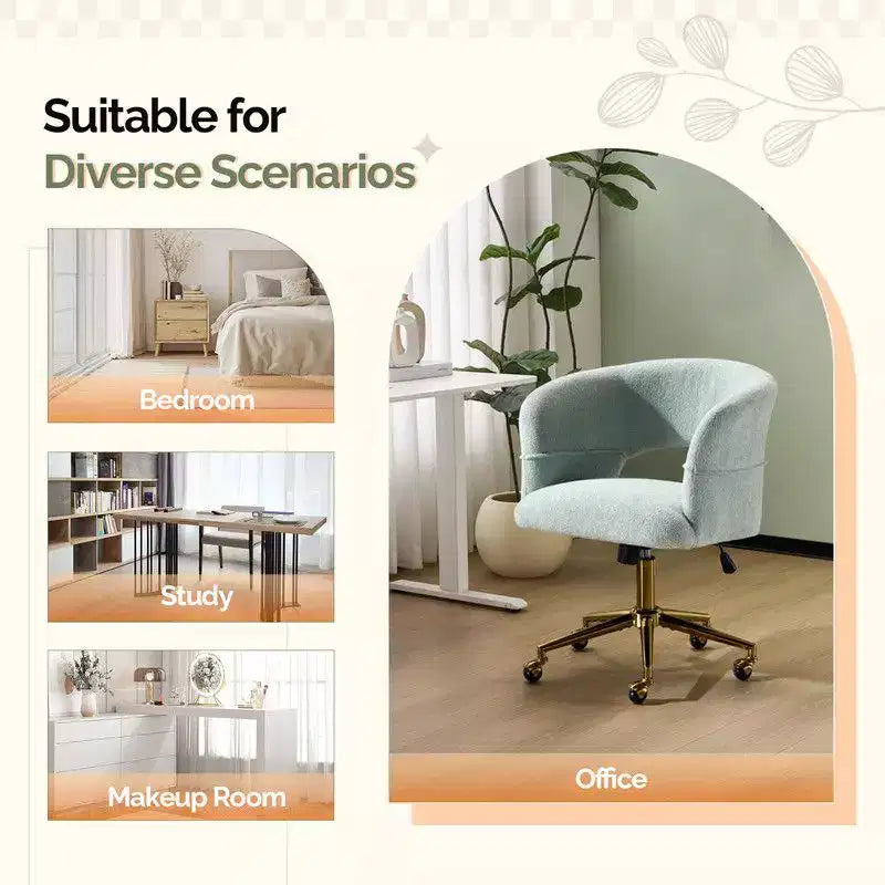 Chaise pivotante Velours Dossier Anneau – Beige / Noir / Vert / Kaki / Vert menthe / Blanc pur, Siège unique