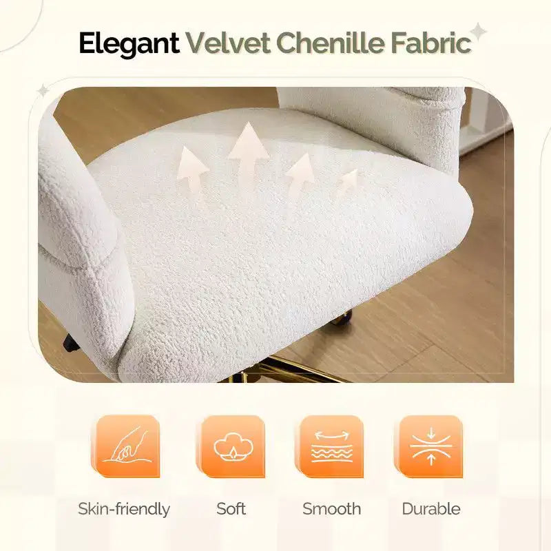 Chaise pivotante Velours Dossier Anneau – Beige / Noir / Vert / Kaki / Vert menthe / Blanc pur, Siège unique
