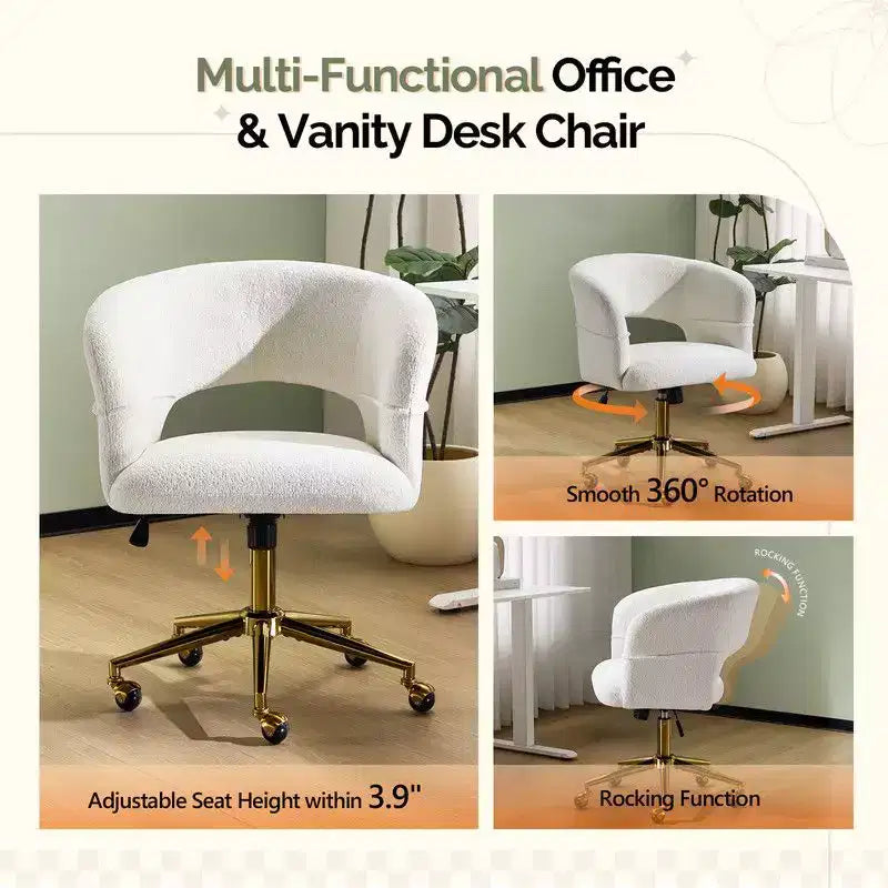 Chaise pivotante Velours Dossier Anneau – Beige / Noir / Vert / Kaki / Vert menthe / Blanc pur, Siège unique