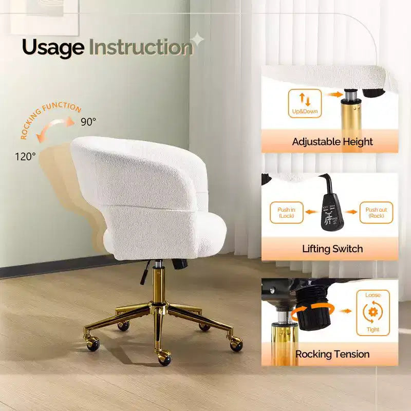 Chaise pivotante Velours Dossier Anneau – Beige / Noir / Vert / Kaki / Vert menthe / Blanc pur, Siège unique