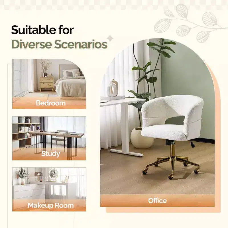 Chaise pivotante Velours Dossier Anneau – Beige / Noir / Vert / Kaki / Vert menthe / Blanc pur, Siège unique