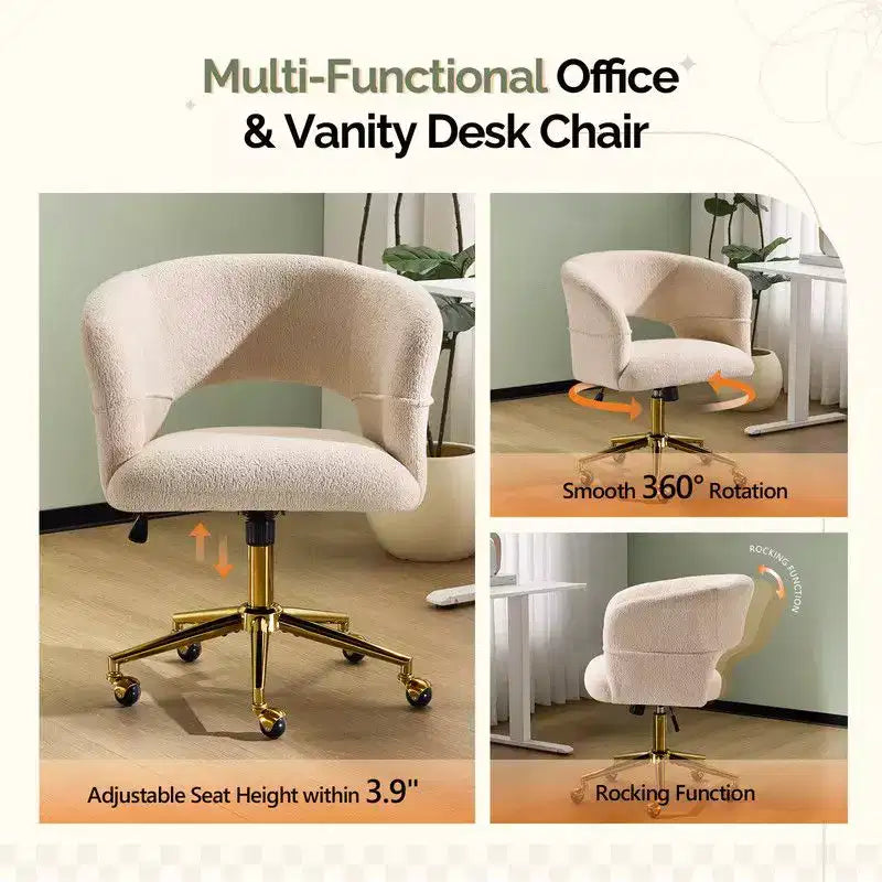 Chaise pivotante Velours Dossier Anneau – Beige / Noir / Vert / Kaki / Vert menthe / Blanc pur, Siège unique