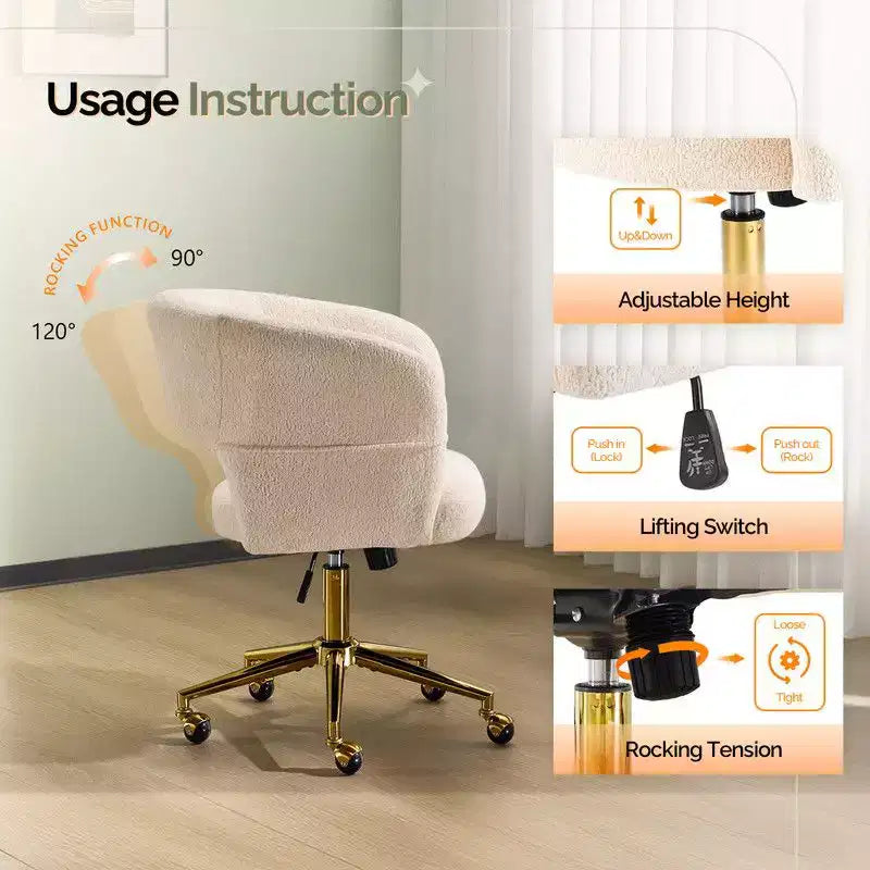 Chaise pivotante Velours Dossier Anneau – Beige / Noir / Vert / Kaki / Vert menthe / Blanc pur, Siège unique