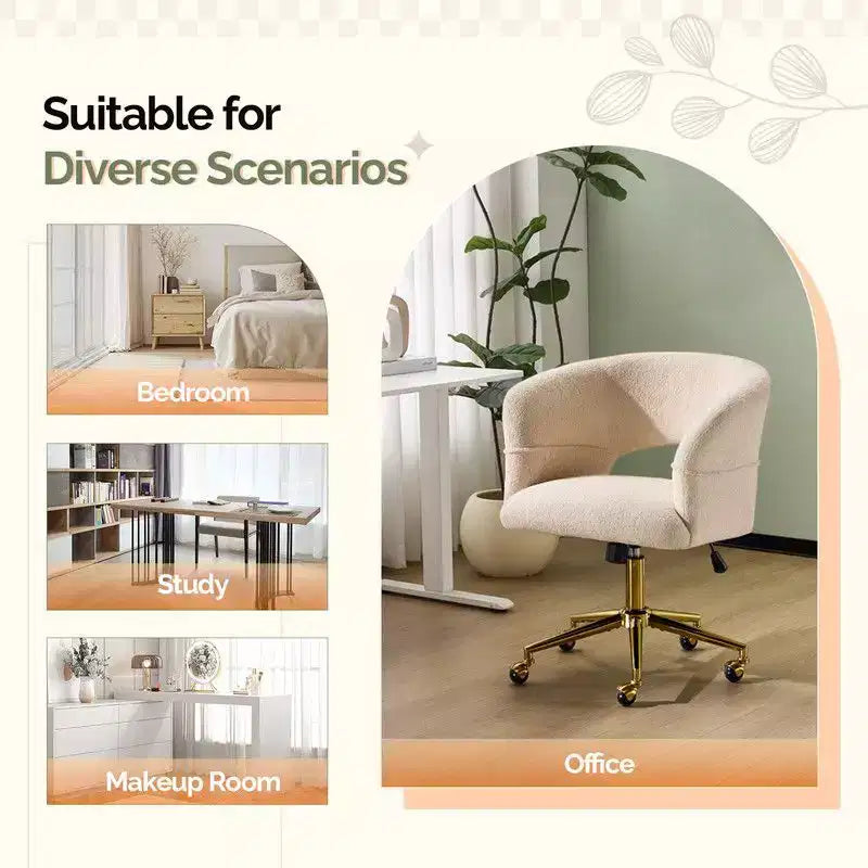 Chaise pivotante Velours Dossier Anneau – Beige / Noir / Vert / Kaki / Vert menthe / Blanc pur, Siège unique