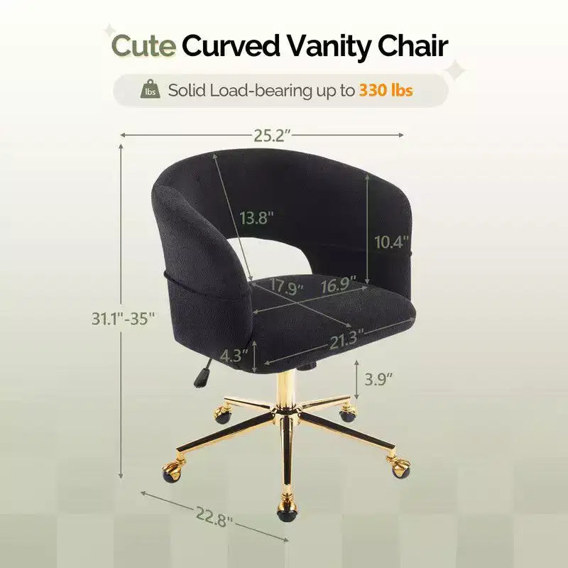 Chaise pivotante Velours Dossier Anneau – Beige / Noir / Vert / Kaki / Vert menthe / Blanc pur, Siège unique
