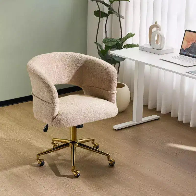 Chaise pivotante Velours Dossier Anneau – Beige / Noir / Vert / Kaki / Vert menthe / Blanc pur, Siège unique