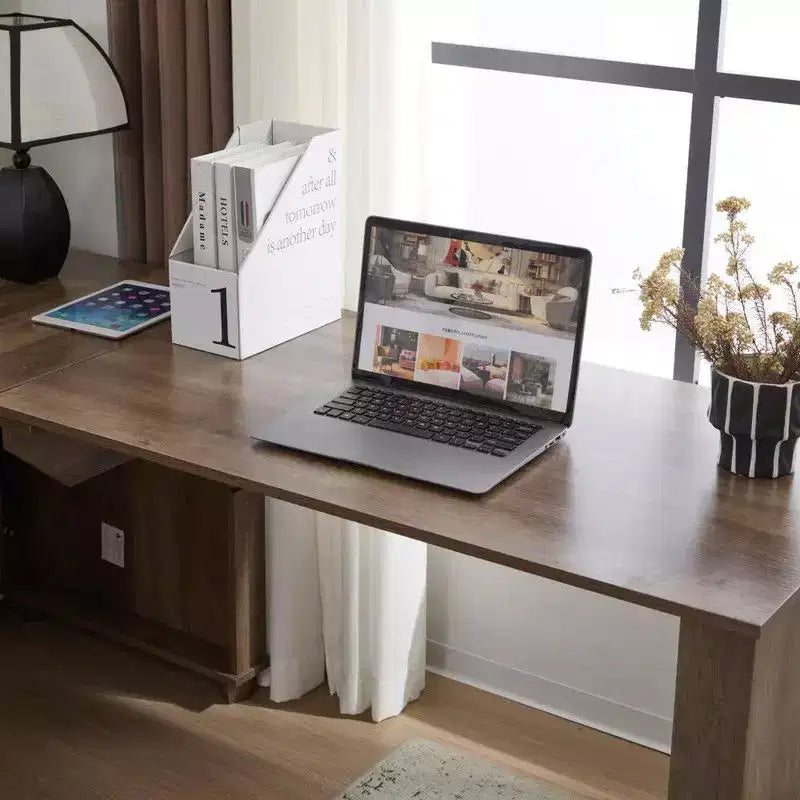 Bureau d'angle relevable noir pour ordinateur avec rangement, 1 personne