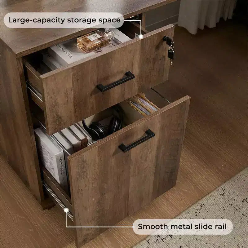 Bureau d'angle relevable noir pour ordinateur avec rangement, 1 personne
