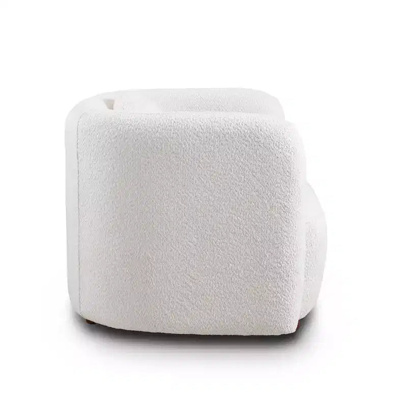 Fauteuil d'appoint en bouclé beige/blanc – Style Japandi, 1 place