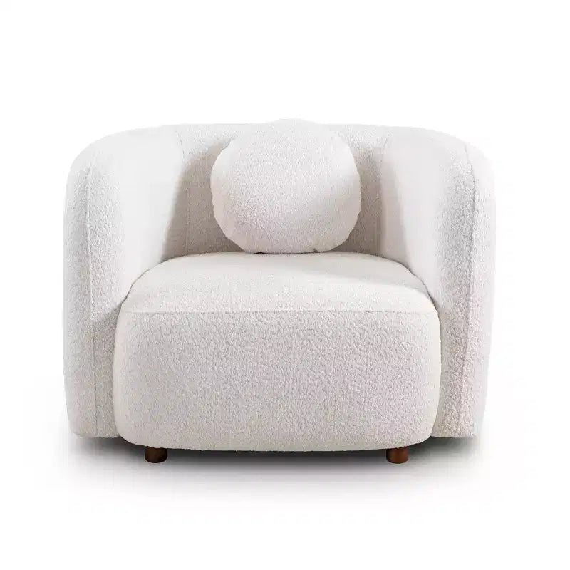 Fauteuil d'appoint en bouclé beige/blanc – Style Japandi, 1 place