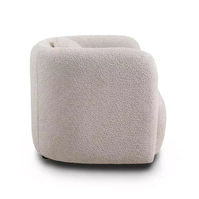 Fauteuil d'appoint en bouclé beige/blanc – Style Japandi, 1 place