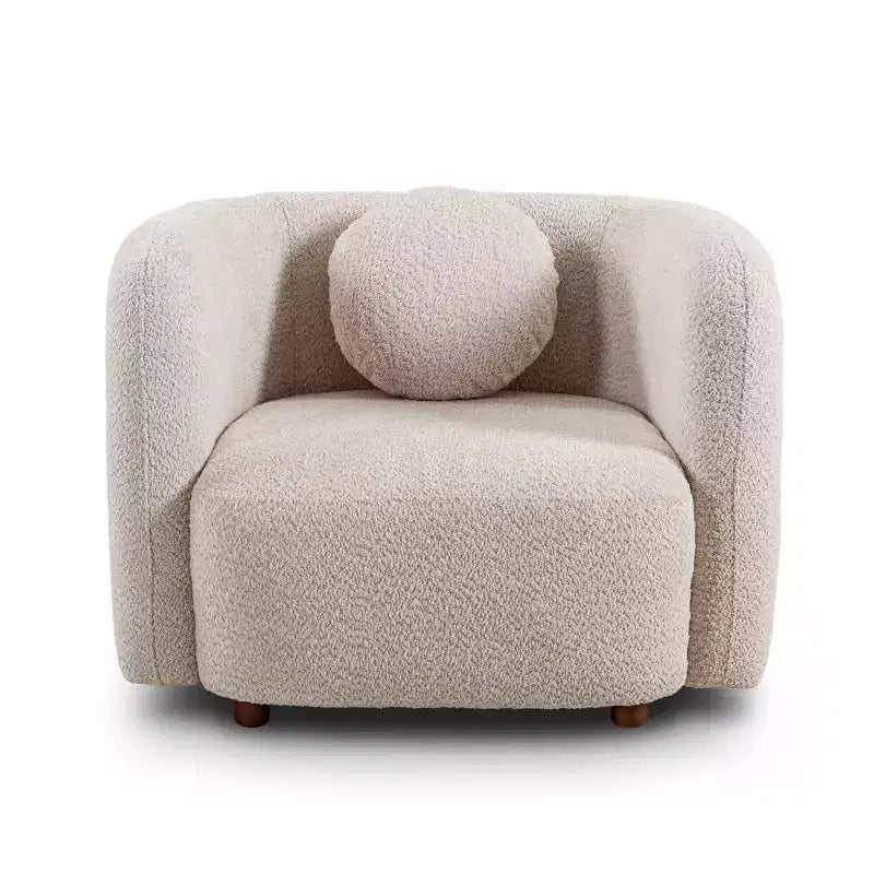 Fauteuil d'appoint en bouclé beige/blanc – Style Japandi, 1 place