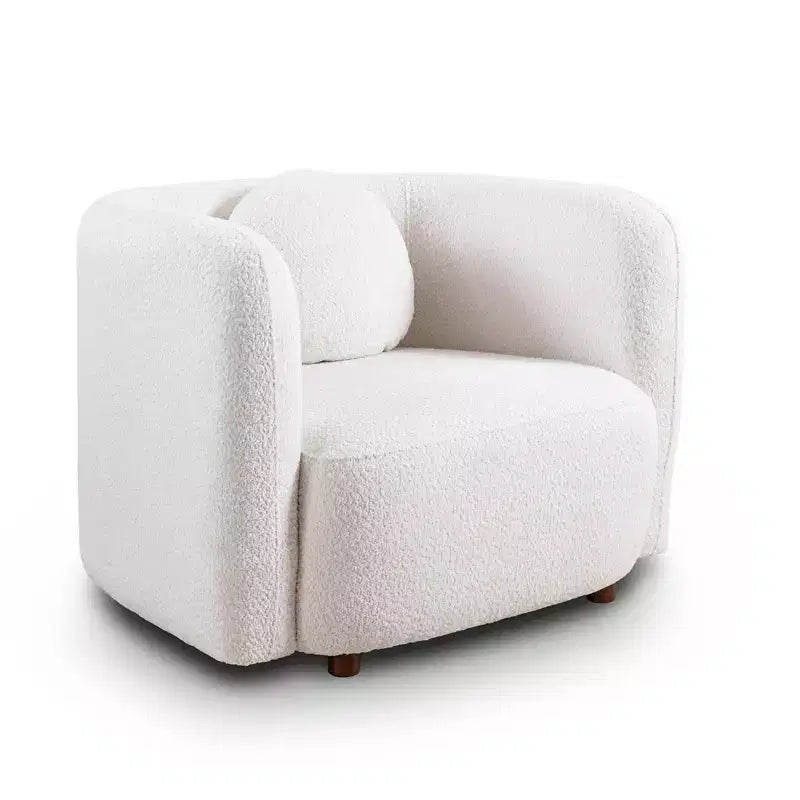 Fauteuil d'appoint en bouclé beige/blanc – Style Japandi, 1 place
