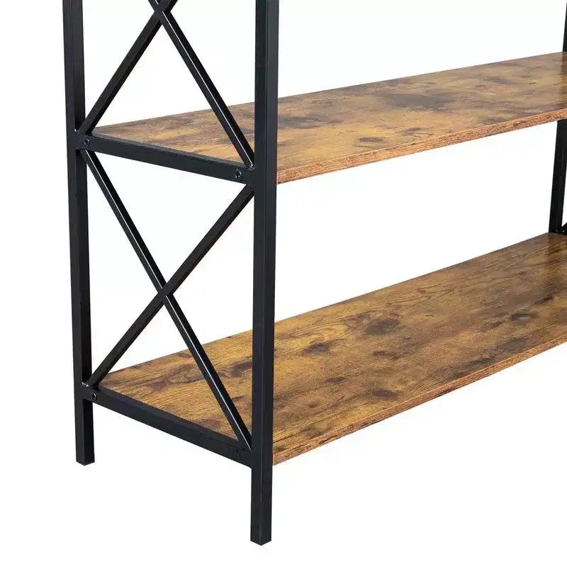 Console vintage marron et noire avec tiroir – Cadre en fer, 100 cm