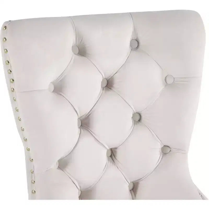 Chaise de salle à manger en velours avec piètement doré, lot de 2 – Noir/Crème/Gris