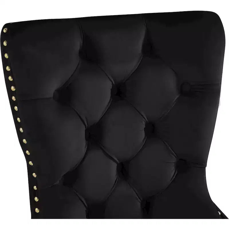 Chaise de salle à manger en velours avec piètement doré, lot de 2 – Noir/Crème/Gris