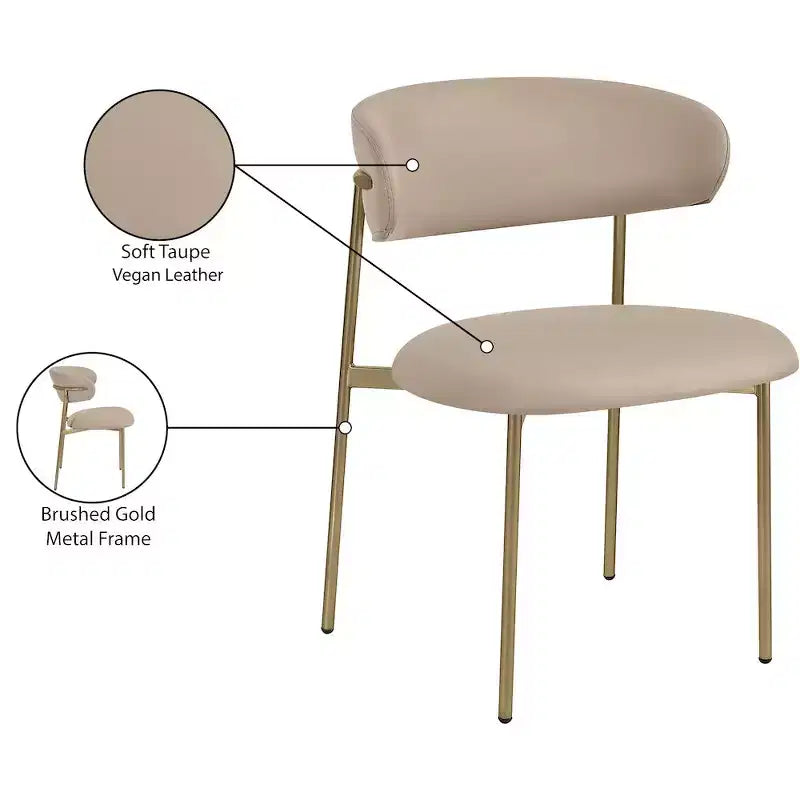 Chaise de salle à manger en cuir végétalien taupe, lot de 2