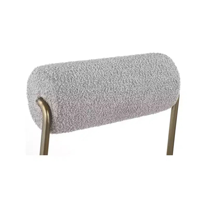 Lot de 2 chaises de salle à manger taupe, assise en cuir vegan et dossier en bouclette