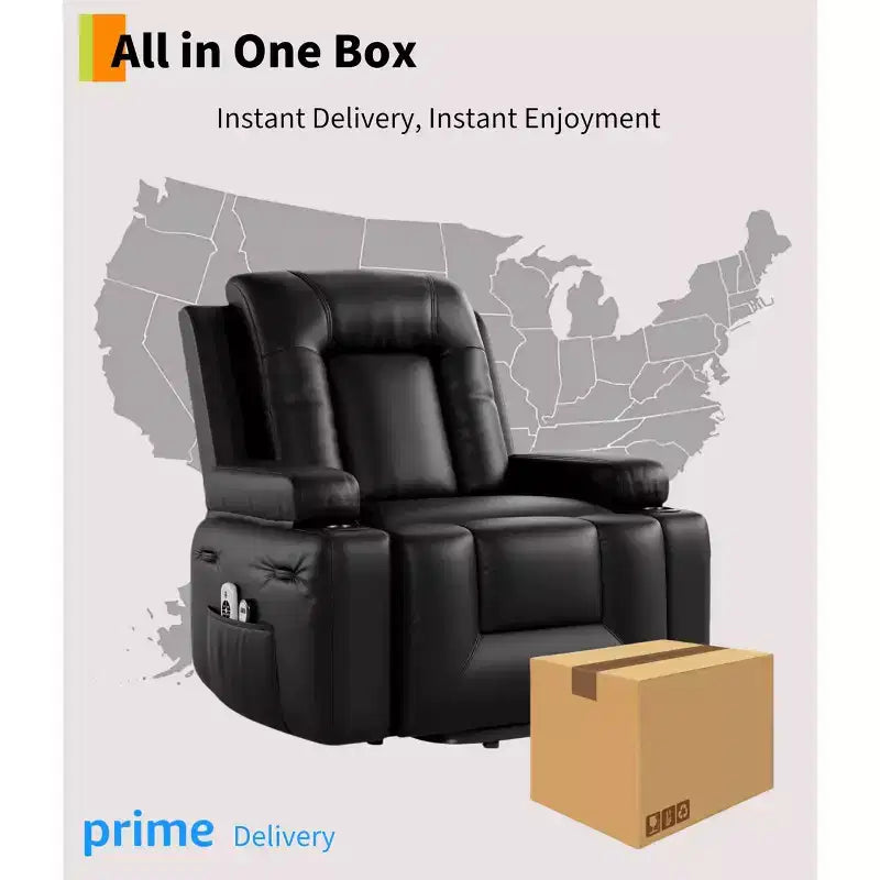 Fauteuil inclinable électrique releveur en similicuir noir / rouge lie de vin avec fonction chauffante et massage, une place