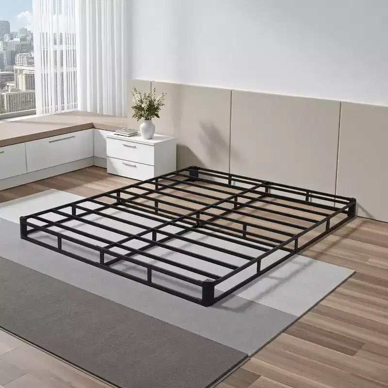 Sommier Tapissier Queen Noir – Cadre en Acier, Housse Lavable, Convient pour 1 à 2 Utilisateurs