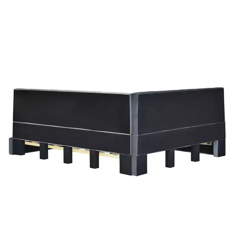 Lit de repos capitonné en velours – Beige / Gris, style milieu de siècle, taille double