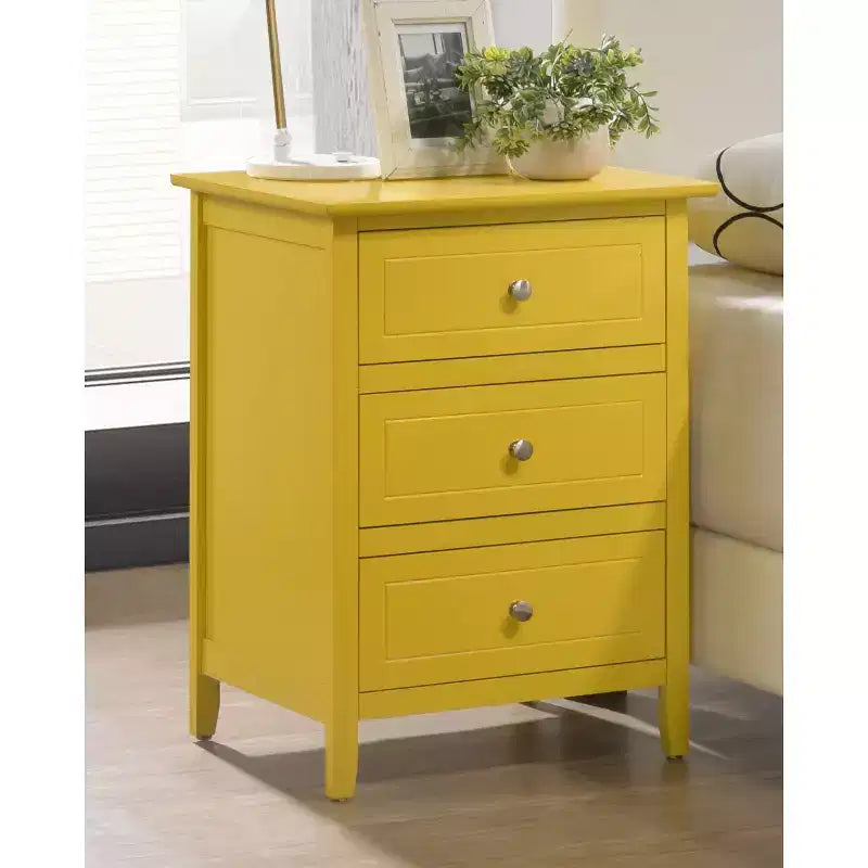 Table de chevet rectangulaire en bois – Noir / Cappuccino / Cerisier / Chêne / Blanc / Jaune | Simple | Chambre et salon