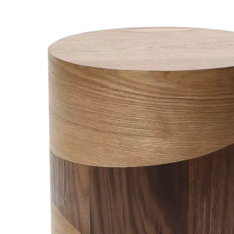 Table d'appoint ronde – Bicolore marron, MDF, pour 1 personne