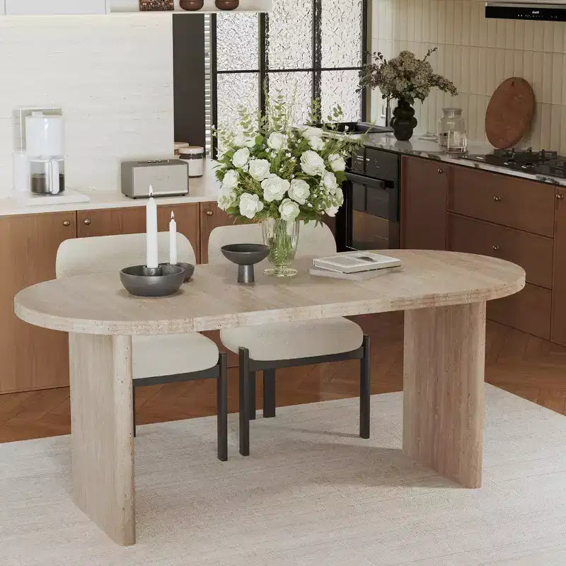 Table à manger ovale extensible marron/naturel – 4 places, 140-180 cm