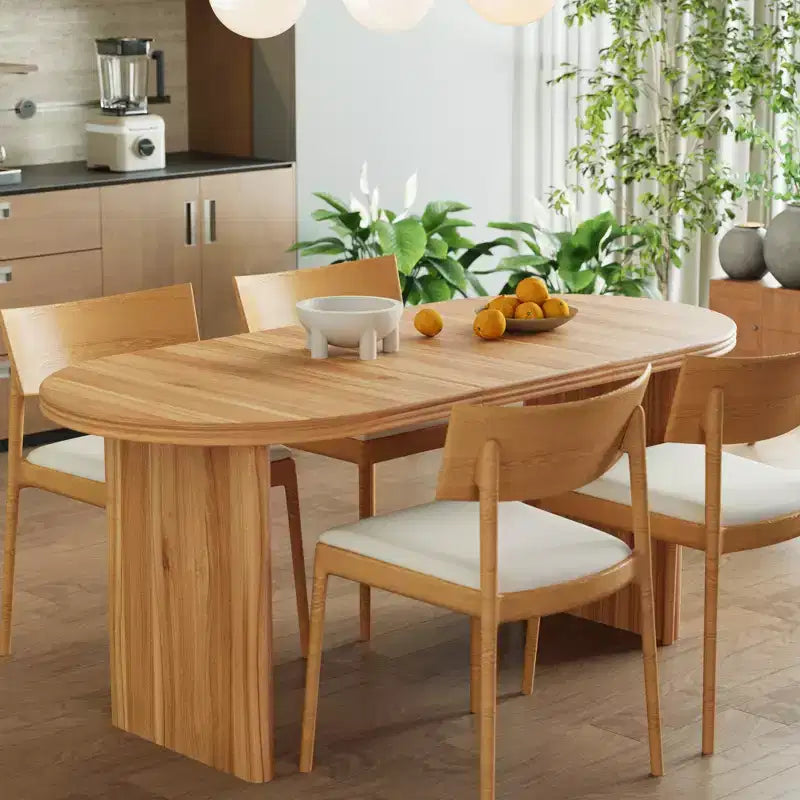 Table à manger ovale extensible marron/naturel – 4 places, 140-180 cm