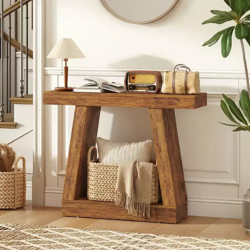 Console de ferme marron foncé, 2 niveaux, 107/140 cm de large