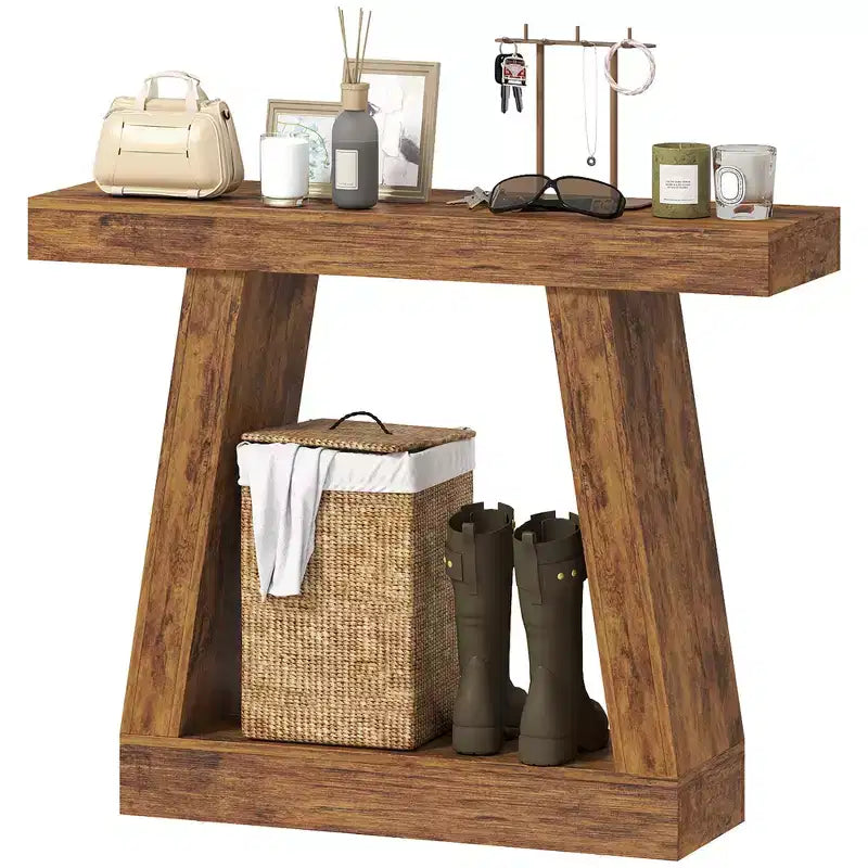 Console de ferme marron foncé, 2 niveaux, 107/140 cm de large