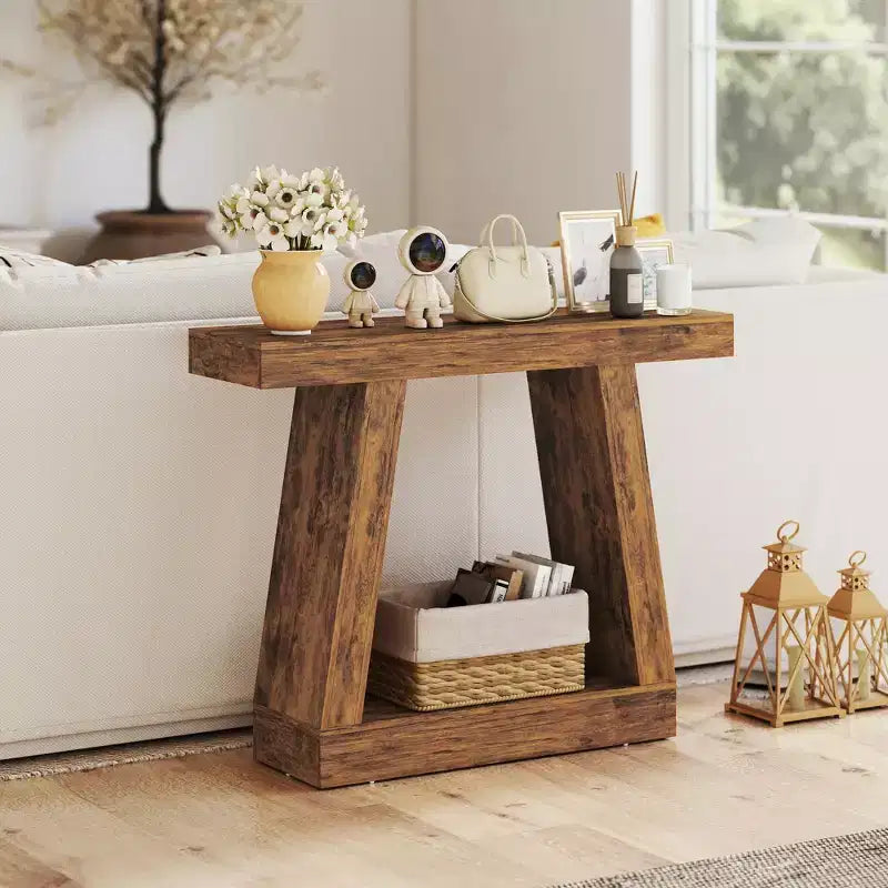 Console de ferme marron foncé, 2 niveaux, 107/140 cm de large