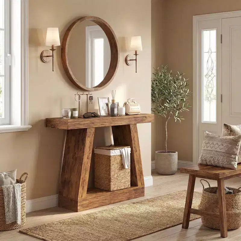 Console de ferme marron foncé, 2 niveaux, 107/140 cm de large