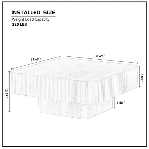 Table basse carrée beige, Piètement central, 80 cm, 1 personne